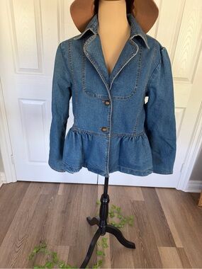Denim Peplum Jacket - Blue